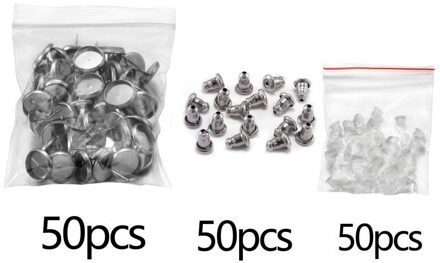 150 Stks/partij 8-25Mm Rvs Blank Cabochons Earring Studs Met Oordopjes Siliconen Oordopje Ear Terug Voor Diy sieraden Maken 150stk 02 / 14mm