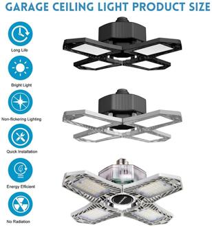 150 W Led Garage Licht E27 Vervormbare Industriële Lamp Vier Blad Werkplaats Magazijn Plafond Lamp 85-265 V hoogbouw Licht 2stk zwart