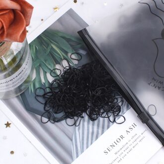 1500 Stks/pak Kleurrijke Kleine Wegwerp Haarbanden Chouchou Meisjes Elastische Rubberen Band Paardenstaart Houder Mode Haar Accessoires alle zwart