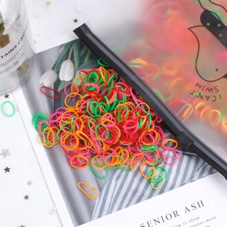 1500 Stks/pak Kleurrijke Kleine Wegwerp Haarbanden Chouchou Meisjes Elastische Rubberen Band Paardenstaart Houder Mode Haar Accessoires fluorescerende