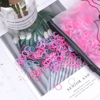 1500 Stks/pak Kleurrijke Kleine Wegwerp Haarbanden Chouchou Meisjes Elastische Rubberen Band Paardenstaart Houder Mode Haar Accessoires roze veelkleurig