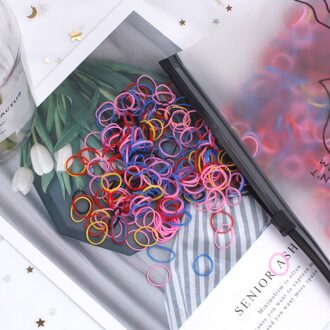1500 Stks/pak Kleurrijke Kleine Wegwerp Haarbanden Chouchou Meisjes Elastische Rubberen Band Paardenstaart Houder Mode Haar Accessoires zwart veelkleurig