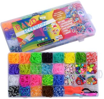 1500Pcs Rainbow Elastiekjes Set Kid Multi-Functionele Klassieke Praktische Grappig Diy Speelgoed Regenboog Geweven Armband Voor Gi