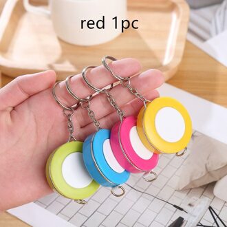 150Cm Meetlint Draagbare Intrekbare Heerser Sleutelhanger Stof Bedekt Craft Maat Liniaal Meten Tape Naaien Gereedschap Accessoires rood