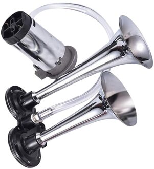 150DB Auto Air Horn Kit, super Luid Twin Tone Chrome Plated Zink Dual Trompet Air Horn Met Compressor Voor Elke 12V Voertuigen Auto T