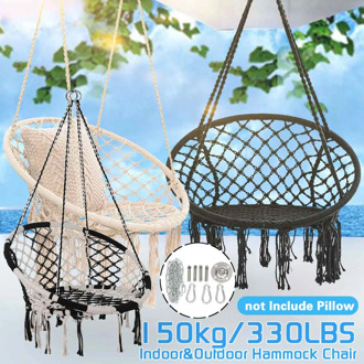 150kg Nordic Round Hammock Chair Handmade Knitted Indoor Outdoor Swing Bed Kids Adult Hanging Chair Hammock with Metal