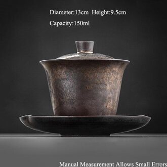 150ml Japanse Stijl Vintage Grof Aardewerk Gaiwan met Lade Handgemaakte Keramiek Thee Kommen Kung Fu Thee Set Terrine Theekopjes creatieve
