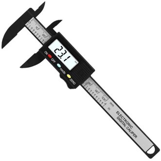 150Mm/6 "Koolstofvezel Digitale Schuifmaat 100Mm/4Inch Plastic Schuifmaat Gauge Elektronische Plastic remklauw Slider Heerser Gauge 100mm zwart