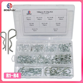 150pcs Carbon Steel R Clip Kits Anti-rust Hair Pin Hitch Retaining R Cotter Pins Tractor Pin Clips Split Cotter Pins Kit 9 Sizes