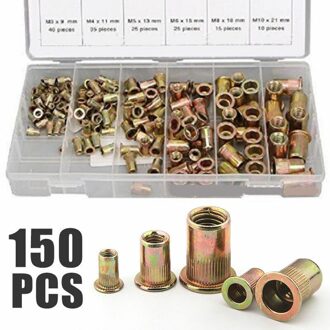 150Pcs Nutserts Klinknagel Noten Flens Rivnuts Verzinkt Staal Nutsert M3-M10 Kit