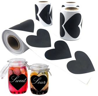 150Pcs/Roll 4*6cm Love Heart Shape Chalkboard Label Stickers Perfect for Mason Jars Pantry Storage Waterproof Blackboard Sticker