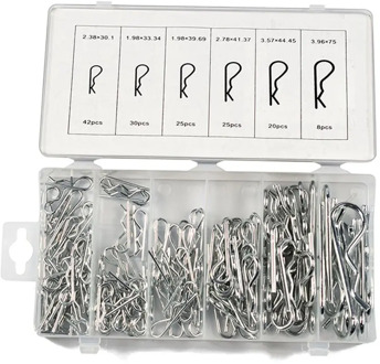 150PCS/SET Anti-Rust Hair Pin Hitch Retaining R Clip Lynch Cotter Spring Assorted Kit Split Cotter Pins Kit Set Fastener Pins