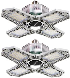 150W Led Garage Licht 360 Graden Vervormbare Plafond Verlichting Voor Thuis Magazijn Workshop Vouwen Vervorming Lamp 15000Lm Lampen 2stk zilver