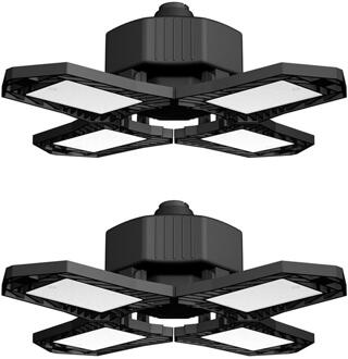 150W Led Garage Licht 360 Graden Vervormbare Plafond Verlichting Voor Thuis Magazijn Workshop Vouwen Vervorming Lamp 15000Lm Lampen 2stk zwart