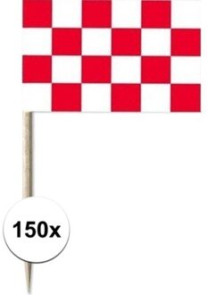150x Cocktailprikkers Brabant 8 cm vlaggetje provincie decoratie Multi