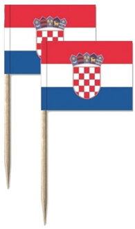 150x Cocktailprikkers Kroati? 8 cm vlaggetje landen decoratie