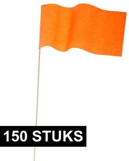 150x Oranje papieren zwaaivlaggetjes