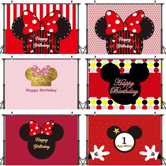 150x100cm Mickey Mouse Party Backdrops Mickey Minnie Background Wall Cloth Birthday Party Decoration Layout Studio Photography