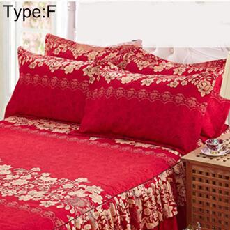 150x200cm Schuren Sprei Queen Bed Cover Verdikte Hoeslaken Enkel Dubbel Bed Stof Ruches 2 pillowcases F