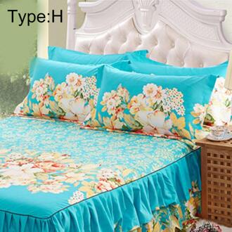 150x200cm Schuren Sprei Queen Bed Cover Verdikte Hoeslaken Enkel Dubbel Bed Stof Ruches 2 pillowcases H