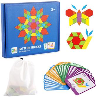 155 Stuks Van Creatieve Puzzel Speelgoed Voor Kinderen Vroege Jeugd Onderwijs Puzzel Kleurrijke Blokken Van Geometrische Vormen