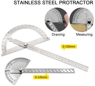 15cm 180 Degree Adjustable Protractor multifunction stainless steel roundhead angle ruler mathematics measuring tool