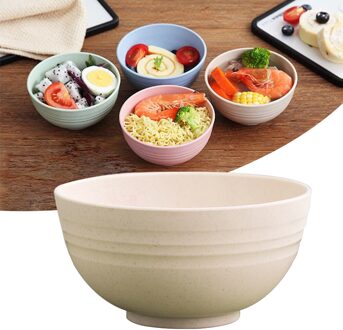 15Cm Natuurlijke Tarwe Stro Bowls Onbreekbaar Grote Cereal Bowls Afbreekbaar Keuken Magnetron Veilig Soepkom Milieuvriendelijke Servies Beige