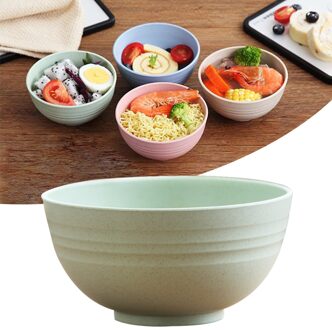 15Cm Natuurlijke Tarwe Stro Bowls Onbreekbaar Grote Cereal Bowls Afbreekbaar Keuken Magnetron Veilig Soepkom Milieuvriendelijke Servies groen