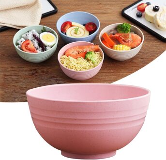 15Cm Natuurlijke Tarwe Stro Bowls Onbreekbaar Grote Cereal Bowls Afbreekbaar Keuken Magnetron Veilig Soepkom Milieuvriendelijke Servies roze