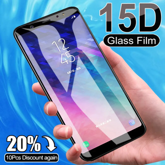 15D Protective Glass For Samsung Galaxy A6 A8 Plus A7 A9 2018 Tempered Screen Protector J4 J6 Plus J2 J7 J8 2018 Glass Film Case