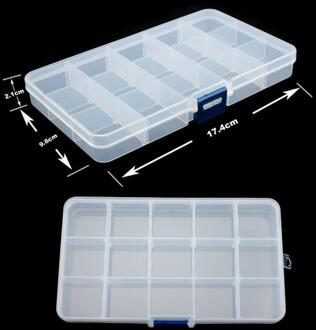 15grid PlasticTransparent Jewel Case Cover Container Afneembare Opbergdoos