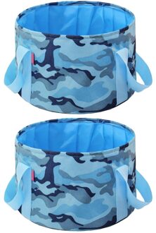 15L Opvouwbare Emmer Compacte Draagbare Bad Wastafel Camping Emmer Soak Emmer Voor Wandelen Backpacken Outdoor (Blauw) camouflage