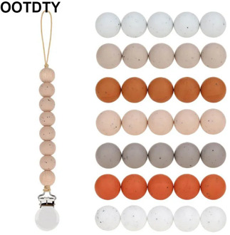 15mm 20pcs/lot Solid color Silicone Loose Beads Safe Teether Round Baby Teething Beads DIY Chewable Pacifier Chain Baby Products