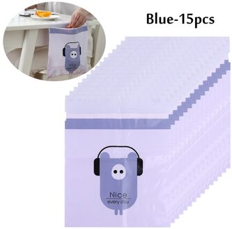 15Pcs Draagbare Opknoping Auto Trash Bag Leuke Cartoon Kantoor Zelfklevende Vuilniszakken Wegwerp Reiniging Zakken Keuken Accessoires blauw
