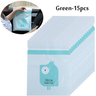 15Pcs Draagbare Opknoping Auto Trash Bag Leuke Cartoon Kantoor Zelfklevende Vuilniszakken Wegwerp Reiniging Zakken Keuken Accessoires groen