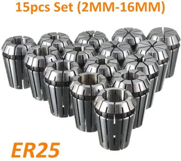 15Pcs ER25 Collet Tool Precision Spring Collet Set 2-16Mm Cnc Collet Chuck Voor Frezen Draaibank Gereedschap