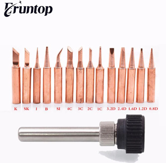 15pcs/lot Golden Silvery Eruntop copper 900M-T tip for Hakko 936 8586 solder rework station soldering tips with Iron Casing