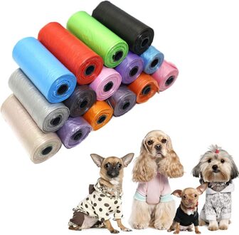 15Pcs Pet Vuilniszak Effen Kleur Vuilniszak Groen Afval Vuilniszak Pick Up Tas Voor Pet Hond Kat willekeurige Kleur