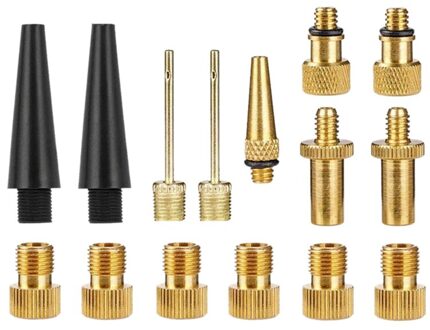 15Pcs Valve Adapter Set Fiets Auto Ventiel Adapter Kit Set Voor Fiets Floor Pomp Lucht Mat Bal Pomp Naald nozzle Kit