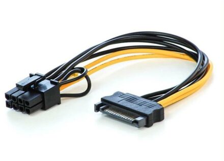 15Pin SATA Male to 8 (6+2) Pin Female Graphic Card Power Cable, Approx 20CM - small