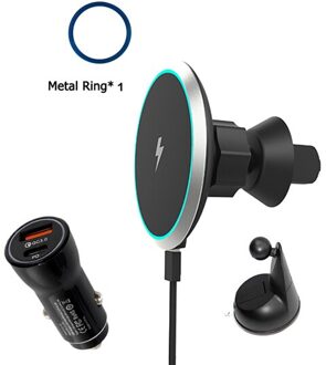 15W Draadloze Auto Magneti Charger Voor Iphone 12 Pro Max Qi Snel Opladen Air Vent Car Mount Magneet Adsorbeerbare telefoon Auto Houder zwart en met QC3.0