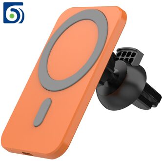 15W Magnetische Wireless Car Charger Mount Voor Iphone 12 Pro Max Magsafe Draadloze Opladen Telefoon Houder Stand Voor Iphone 12 Mini oranje