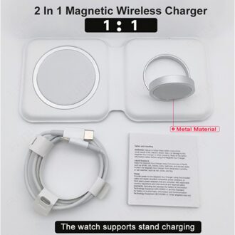 15W Qi Draadloze Opladen 2 In1 Wirless Oplader Voor Iphone 12 Voor Iphone Horloge Snel Opladen Voor Magsafing Duo charing Dock met logo