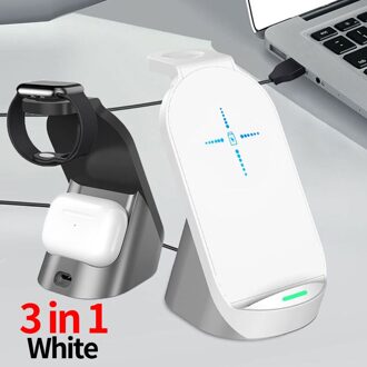 15W Qi Draadloze Oplader Voor Iphone Xs 8 11 12 Pro Max Samsung S10 Draadloze Laadstation Voor Apple horloge 6 5 4 3 Airpods Pro wit