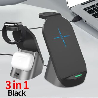 15W Qi Draadloze Oplader Voor Iphone Xs 8 11 12 Pro Max Samsung S10 Draadloze Laadstation Voor Apple horloge 6 5 4 3 Airpods Pro zwart