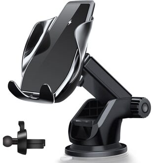 15W Qi Wireless Car Charger Automatische Spannen Snel Opladen Air Vent Mount Houder Voor Iphone 12 11 Xs Xr X 8 Samsung S20 S10 S9 15W 2 in 1 zilver