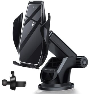 15W Qi Wireless Car Charger Automatische Spannen Snel Opladen Air Vent Mount Houder Voor Iphone 12 11 Xs Xr X 8 Samsung S20 S10 S9 15W 2 in 1 zwart