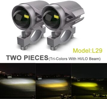 15W Tri-Model Kleur Motorfiets Led Koplamp Extra Styling Licht Accessoire Projector Lens Auto Rijden Spot Fog Drl suv 2stk L29