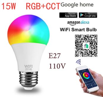 15W Wifi Slimme Lamp Werk Met Alexa/GoogleHomeAC220V/110V Rgb + Cct Dimbare Timer Functie b22 E27 Led Rgb Lamp 110V E27