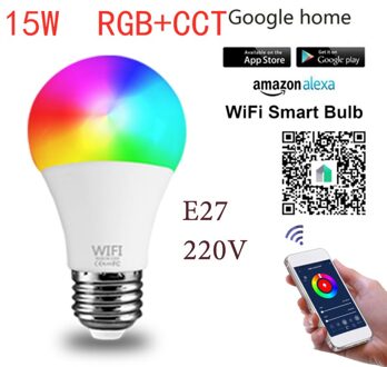 15W Wifi Slimme Lamp Werk Met Alexa/GoogleHomeAC220V/110V Rgb + Cct Dimbare Timer Functie b22 E27 Led Rgb Lamp 220V E27